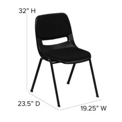 Flash Furniture HERCULES Plastic Shell Stack Chair, Black (RUTEO101PADGG) -Popular Furniture sp134594349 s7