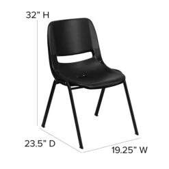 Flash Furniture HERCULES Plastic Shell Stack Chair, Black (RUT-EO1-BK-GG) -Popular Furniture sp134594361 s7