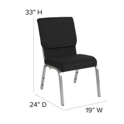 Flash Furniture HERCULES™ Fabric Stacking Church Chair, Black, Silver Vein Frame (XUCH60096BKSV) -Popular Furniture sp134594450 s7