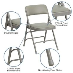 Flash Furniture HERCULES Series Vinyl Folding Chair, Gray, 2/Pack (2HAMC309AVGY) -Popular Furniture sp134860819 s7