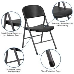 Flash Furniture HERCULES Series Plastic Folding Chair, Black/Charcoal, 2/Pack (2DADYCD50) -Popular Furniture sp134860845 s7