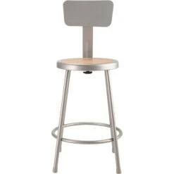 NPS 6200 Series Armless Wood 24 Inch Stool With Backrest, Gray (6224B)