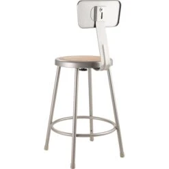 NPS 6200 Series Armless Wood 24 Inch Stool With Backrest, Gray (6224B) -Popular Furniture sp135113483 s7