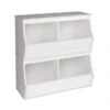Prepac Monterey Stacked 4-Bin Storage Cubbie, White, Set Of 2 (WRSD-0002-2M)