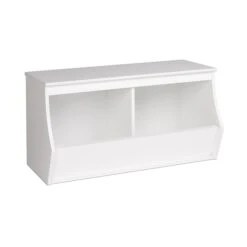 Prepac Monterey Stackable 2-Bin Storage Cubbie, White (WUSD-0002-1)