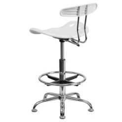 Belnick Vibrant Chrome Drafting Stool With Tractor Seat, White -Popular Furniture sp137082482 s7
