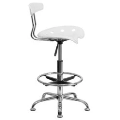 Belnick Vibrant Chrome Drafting Stool With Tractor Seat, White -Popular Furniture sp137082484 s7
