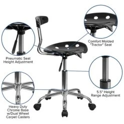Flash Furniture Elliott Armless Plastic And Chrome Task Office Chair With Tractor Seat, Black And Chrome (LF214BLACK) 12 Flash Furniture Elliott Armless Plastic And Chrome Task Office Chair With Tractor Seat, Black And Chrome (LF214BLACK) -Popular Furniture sp137082529 s7