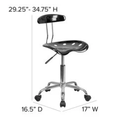 Flash Furniture Elliott Armless Plastic And Chrome Task Office Chair With Tractor Seat, Black And Chrome (LF214BLACK) 13 Flash Furniture Elliott Armless Plastic And Chrome Task Office Chair With Tractor Seat, Black And Chrome (LF214BLACK) -Popular Furniture sp137082530 s7