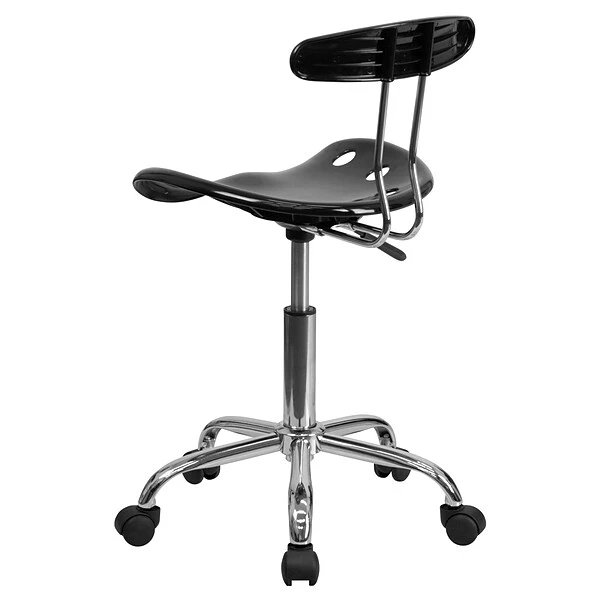Flash Furniture Elliott Armless Plastic And Chrome Task Office Chair With Tractor Seat, Black And Chrome (LF214BLACK) 7 Flash Furniture Elliott Armless Plastic And Chrome Task Office Chair With Tractor Seat, Black And Chrome (LF214BLACK) - Image 7