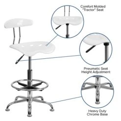 Belnick Vibrant Chrome Drafting Stool With Tractor Seat, White -Popular Furniture sp137082591 s7