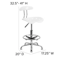 Belnick Vibrant Chrome Drafting Stool With Tractor Seat, White -Popular Furniture sp137082592 s7
