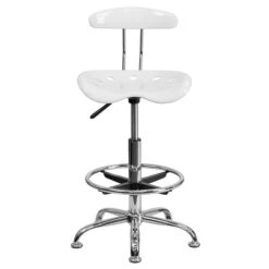 Belnick Vibrant Chrome Drafting Stool With Tractor Seat, White -Popular Furniture sp137082593 s7