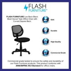 Flash Furniture Neri Armless Ergonomic Mesh Swivel Low Back Task Office Chair, Black (WA3074BK) -Popular Furniture sp137082884 s7