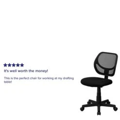 Flash Furniture Neri Armless Ergonomic Mesh Swivel Low Back Task Office Chair, Black (WA3074BK) -Popular Furniture sp137082885 s7