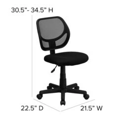 Flash Furniture Neri Armless Ergonomic Mesh Swivel Low Back Task Office Chair, Black (WA3074BK) -Popular Furniture sp137082886 s7