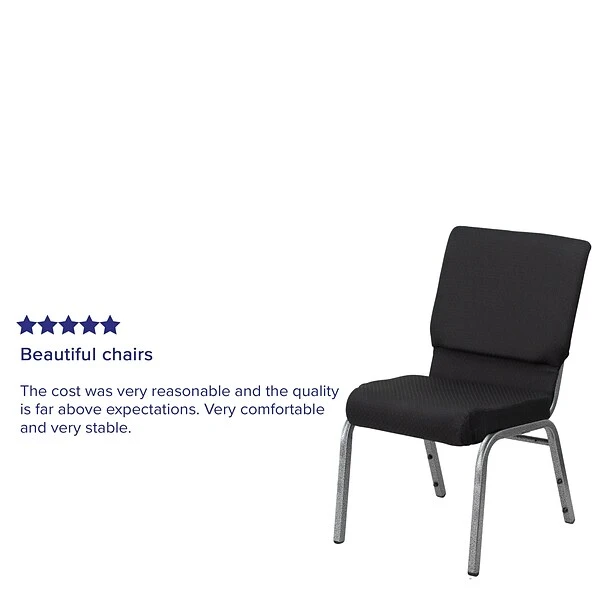 Flash Furniture HERCULES™ Fabric Patterned Stacking Church Chair With 4 1/4"T Seat, Black (FCH185SVJP02) 3 Flash Furniture HERCULES™ Fabric Patterned Stacking Church Chair With 4 1/4"T Seat, Black (FCH185SVJP02) - Image 3