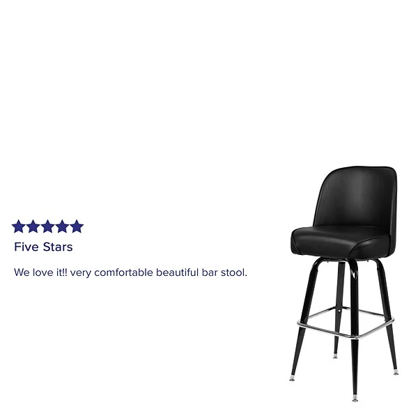 Flash Furniture 42.5"H Vinyl Seat, Metal Bar Stool, Black (XUF125) 3 Flash Furniture 42.5"H Vinyl Seat, Metal Bar Stool, Black (XUF125) - Image 3