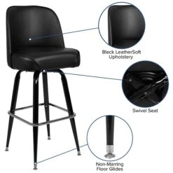 Flash Furniture 42.5"H Vinyl Seat, Metal Bar Stool, Black (XUF125) 11 Flash Furniture 42.5"H Vinyl Seat, Metal Bar Stool, Black (XUF125) -Popular Furniture sp137085647 s7