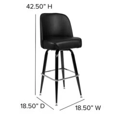 Flash Furniture 42.5"H Vinyl Seat, Metal Bar Stool, Black (XUF125) 12 Flash Furniture 42.5"H Vinyl Seat, Metal Bar Stool, Black (XUF125) -Popular Furniture sp137085648 s7