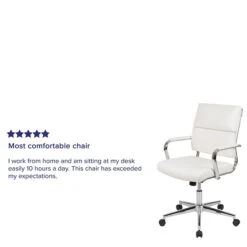 Flash Furniture Hansel LeatherSoft Swivel Mid-Back Executive Office Chair, White (BT20595M2WH) -Popular Furniture sp137090701 s7