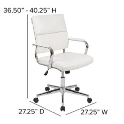 Flash Furniture Hansel LeatherSoft Swivel Mid-Back Executive Office Chair, White (BT20595M2WH) -Popular Furniture sp137090707 s7