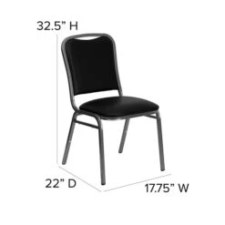 Flash Furniture HERCULES Series Vinyl Vein Frame Banquet Stack Chair, Black (4NG108SVBKVYL) -Popular Furniture sp137094818 s7