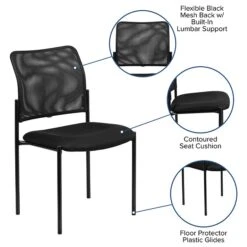 Flash Furniture Mesh Comfortable Stackable Steel Side Chair, Black (GO5152) -Popular Furniture sp137095354 s7