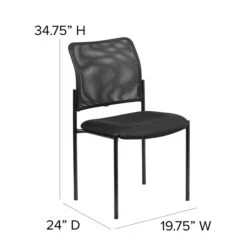 Flash Furniture Mesh Comfortable Stackable Steel Side Chair, Black (GO5152) -Popular Furniture sp137095355 s7