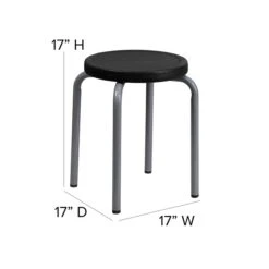 Flash Furniture Stackable Stool With Black Seat And Silver Powder Coated Frame, Black 8 Flash Furniture Stackable Stool With Black Seat And Silver Powder Coated Frame, Black -Popular Furniture sp137095470 s7