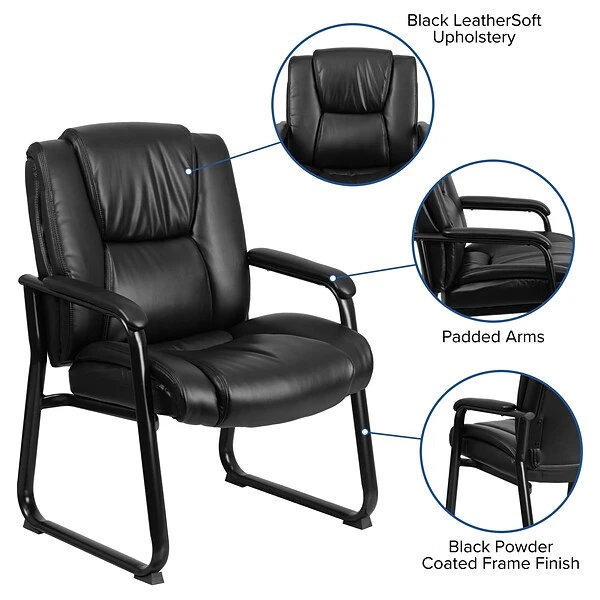 Flash Furniture Leather Guest Chair, Black (GO2138) 4 Flash Furniture Leather Guest Chair, Black (GO2138) - Image 4