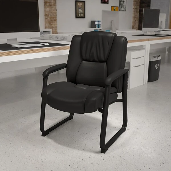 Flash Furniture Leather Guest Chair, Black (GO2138) 1 Flash Furniture Leather Guest Chair, Black (GO2138)