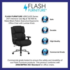 Sh Furniture HERCULES Series Fabric Swivel 24/7 Intensive Use Big & Tall Executive Office Chair, Black (GO2149) -Popular Furniture sp137095918 s7
