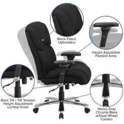 Sh Furniture HERCULES Series Fabric Swivel 24/7 Intensive Use Big & Tall Executive Office Chair, Black (GO2149) -Popular Furniture sp137095921 s7