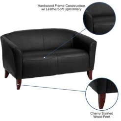 Flash Furniture HERCULES Imperial Series 52" LeatherSoft Loveseat, Black (1112BK) -Popular Furniture sp137098571 s7
