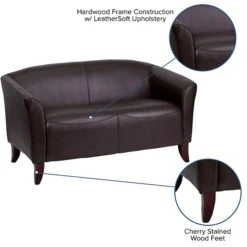 Flash Furniture HERCULES Imperial Series 52" LeatherSoft Loveseat, Brown (1112BN) -Popular Furniture sp137098581 s7