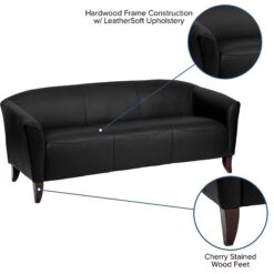 Flash Furniture HERCULES Imperial Series 72.75" LeatherSoft Sofa, Black (1113BK) -Popular Furniture sp137098597 s7