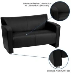 Flash Furniture HERCULES Majesty Series 51" LeatherSoft Loveseat, Black (2222BK) -Popular Furniture sp137098739 s7
