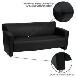 Flash Furniture HERCULES Majesty Series 68.5" LeatherSoft Sofa, Black (2223BK) -Popular Furniture sp137098758 s7