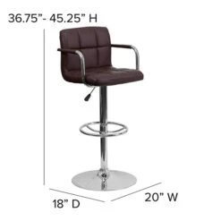 Flash Furniture Contemporary Vinyl Adjustable Counter Height Stool With Back, Brown, 2-Pieces (2CH102029BRNGG) -Popular Furniture sp137200212 s7