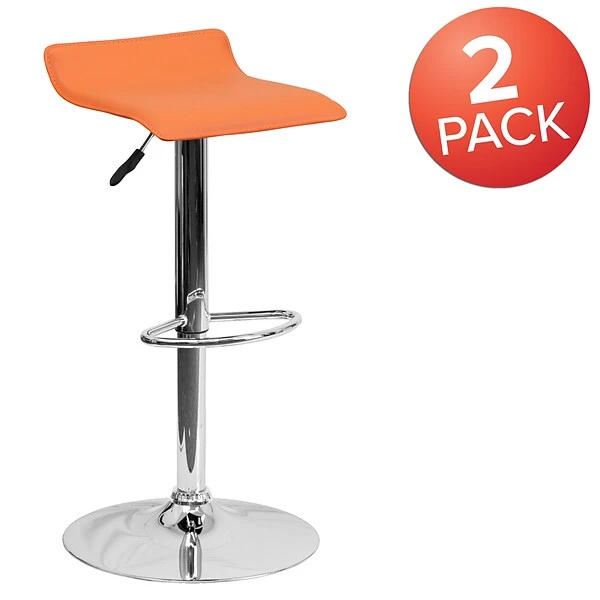 Flash Furniture Contemporary Vinyl Adjustable Height Barstool With Back, Orange, 2-Pieces (2DS801CONTORGGG) 2 Flash Furniture Contemporary Vinyl Adjustable Height Barstool With Back, Orange, 2-Pieces (2DS801CONTORGGG) - Image 2