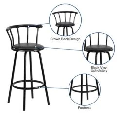 Flash Furniture Transitional Vinyl Swivel Barstool, Black (YBYJ909KD) -Popular Furniture sp137201341 s7