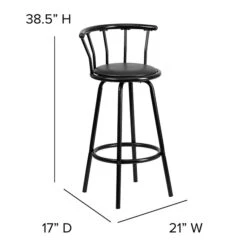 Flash Furniture Transitional Vinyl Swivel Barstool, Black (YBYJ909KD) -Popular Furniture sp137201342 s7
