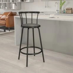 Flash Furniture Transitional Vinyl Swivel Barstool, Black (YBYJ909KD) -Popular Furniture sp137201343 s7