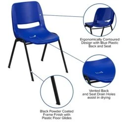 Flash Furniture Hercules Shell Ergonomic Stack Chair With Black Frame And 16" Seat, Navy -Popular Furniture sp137201799 s7