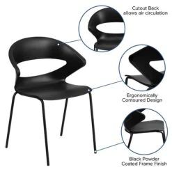 Flash Furniture Hercules Series 440lb-Capacity Stack Chair, Black (RUT4BK) -Popular Furniture sp137297217 s7