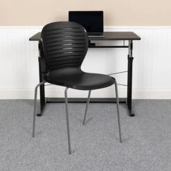 Flash Furniture Hercules Series 551lb-Capacity Stack Chair, Black (RUT3BK)