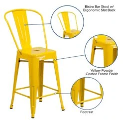 Flash Furniture Contemporary Metal Restaurant Counter Height Stool, Yellow (CH3132024GBYL) -Popular Furniture sp137300115 s7