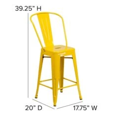 Flash Furniture Contemporary Metal Restaurant Counter Height Stool, Yellow (CH3132024GBYL) -Popular Furniture sp137300116 s7