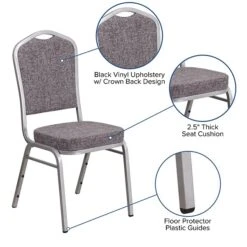 Flash Furniture Crown Back Stacking Banquet Chair With Herringbone Fabric And Thick Seat, Silver Frame, 4/Pack  (4FDC01S12GG) -Popular Furniture sp137393774 s7
